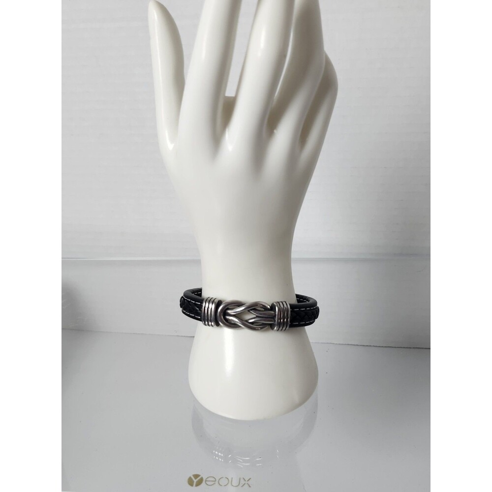 Leather Love You Forever Bracelet With Silver Tones